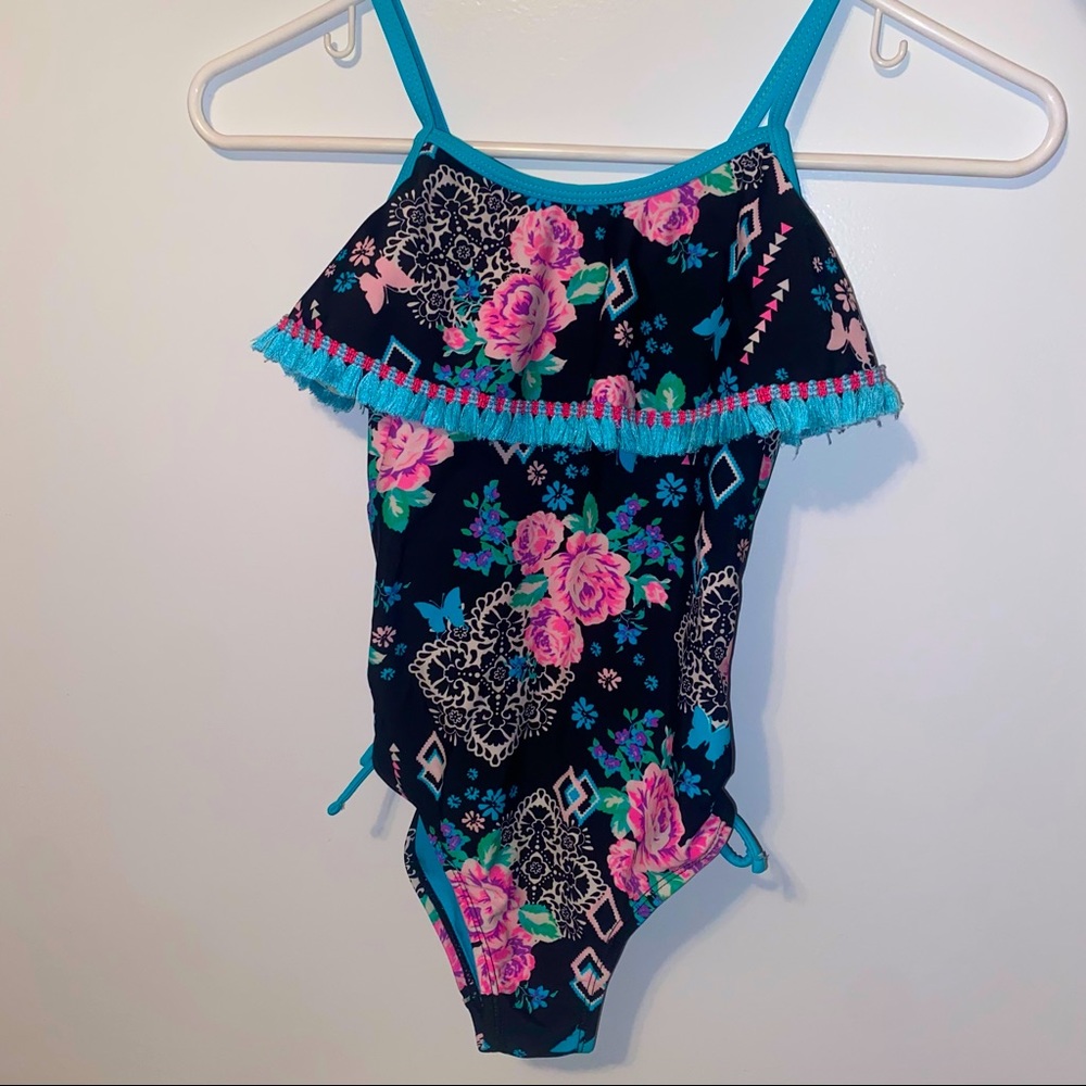 Girls One Piece Floral/Butterfly Boho Design Swimsuit